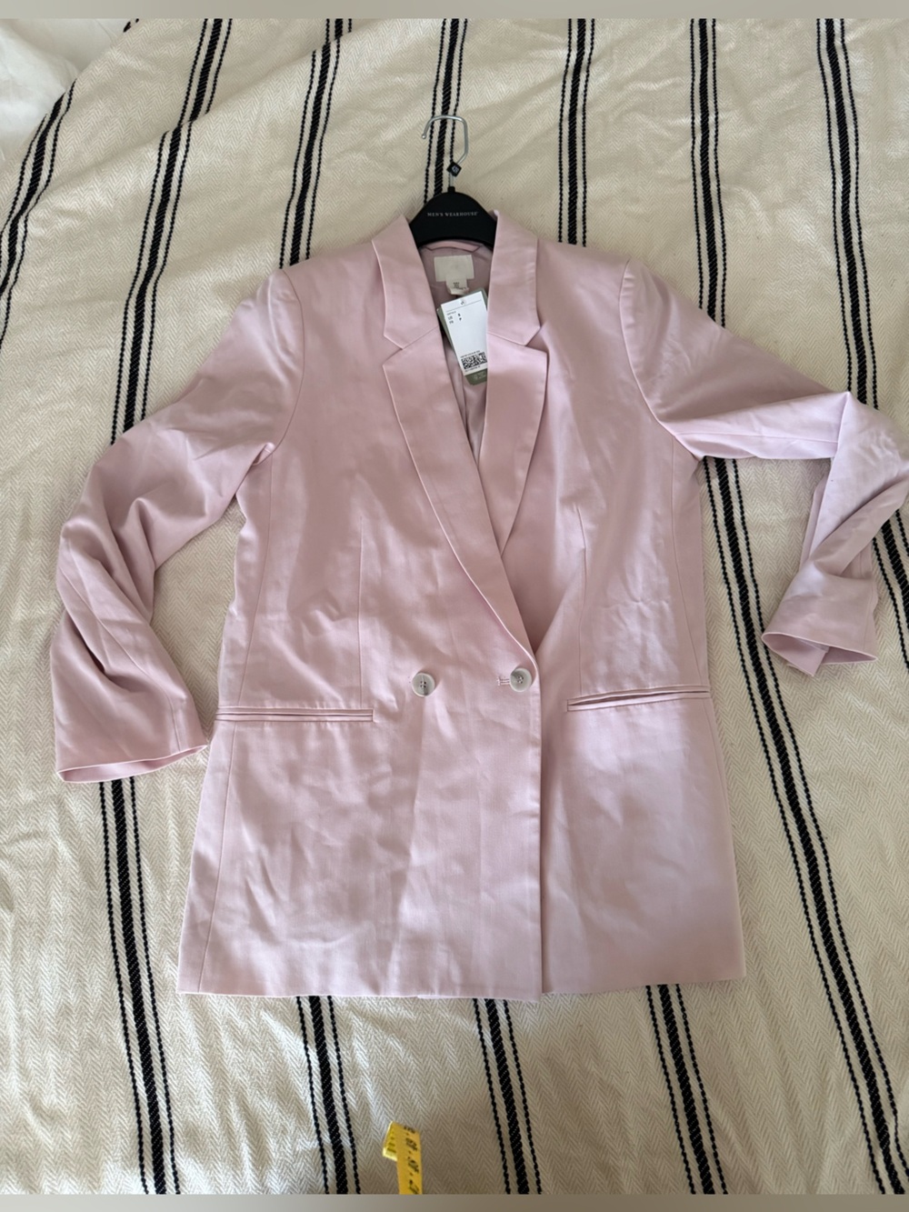 New H&M Women's Double-Breasted Light Pink Blazer size S